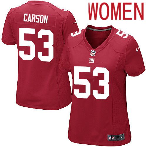 Women New York Giants 53 Harry Carson Nike Red Game NFL Jersey